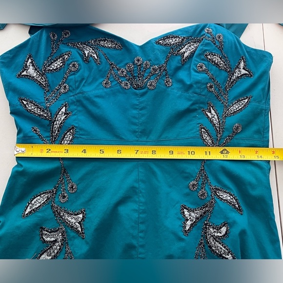 Free People Y2K Boho Sz 00 Leaf Motif Ocean Embriodered Boho Mini Dress - Picture 9 of 12